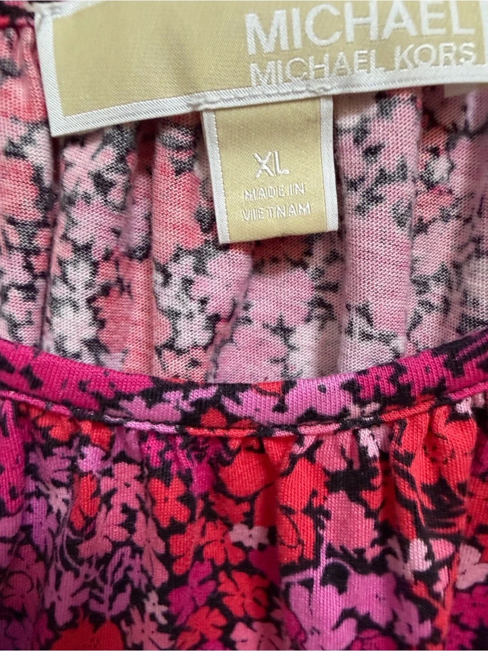 Michael Kors Pink and Red Floral Print Blouse